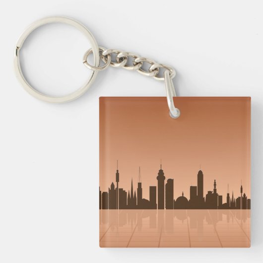 City Skyline bij Dawn Sleutelhanger (Voorkant)