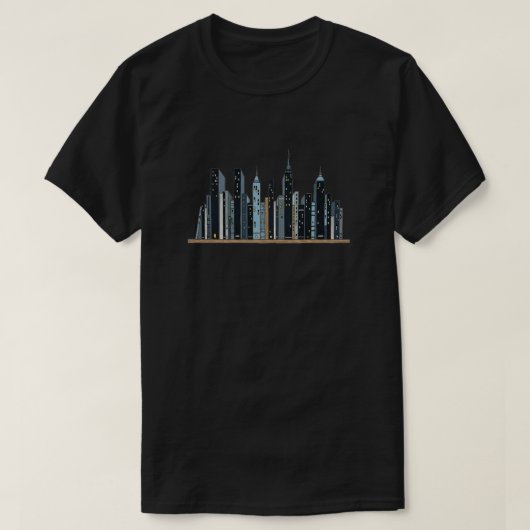 City Skyline Boekenplank – Minimalistisch T-shirt  (Design voorkant)