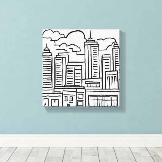 City Skyline Canvas Afdruk (Insitu (Houten vloer))