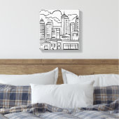 City Skyline Canvas Afdruk (Insitu (Slaapkamer))