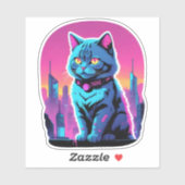 City Skyline Cat Sticker (Vel)
