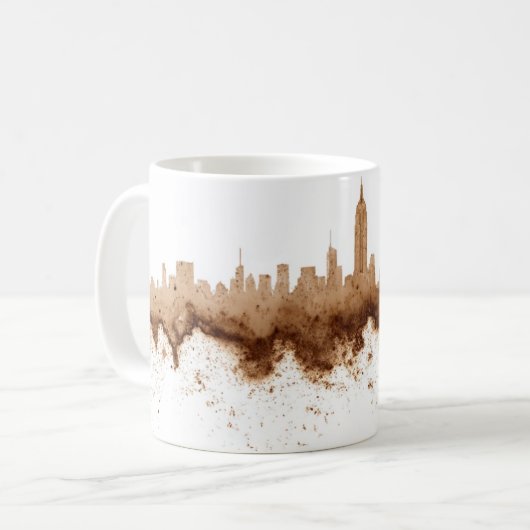 City Skyline Coffee Stain Art Koffiemok (Voorkant links)