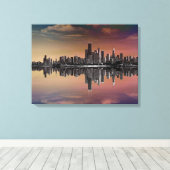 City Skyline Dusk Canvas Afdruk (Insitu (Houten vloer))