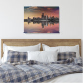 City Skyline Dusk Canvas Afdruk (Insitu (Slaapkamer))