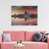 City Skyline Dusk Canvas Afdruk (Insitu (Woonkamer))