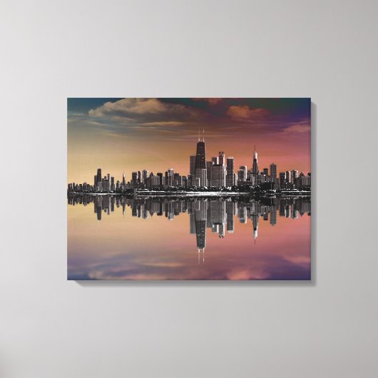 City Skyline Dusk Canvas Afdruk (Voorkant)