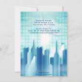 City Skyline Futuristic Party Invitation Kaart (Achterkant)