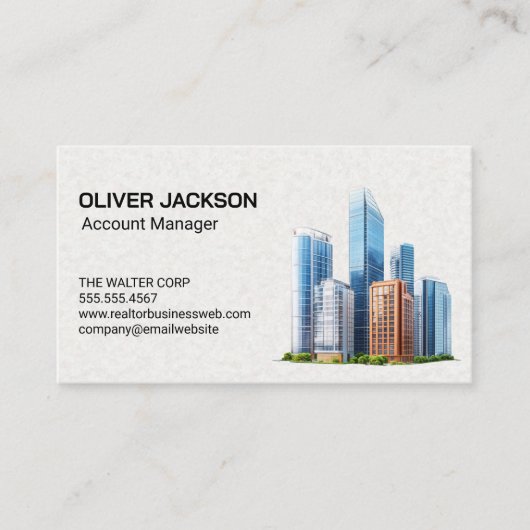 City Skyline Glazen Gebouwen Visitekaartje (Voorkant)