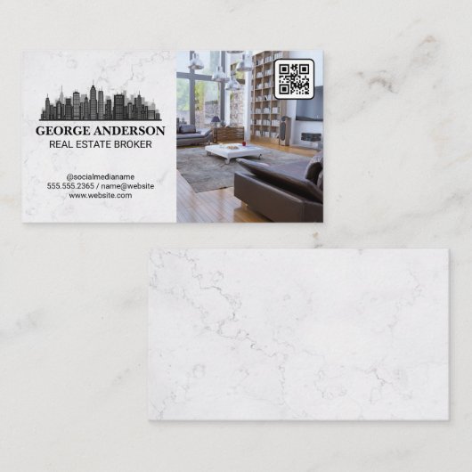 City Skyline | Leefruimte | QR-code Visitekaartje (Voorkant / Achterkant)