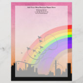 City Skyline met regenboog en vogelvlucht Briefhoofd Ontwerp (Voorkant)