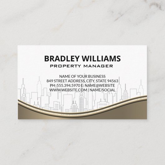 City Skyline | Onroerend goed | Qr-code Visitekaartje (Achterkant)