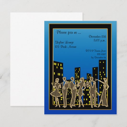 City Skyline Party Uitnodiging (Voorkant / Achterkant)