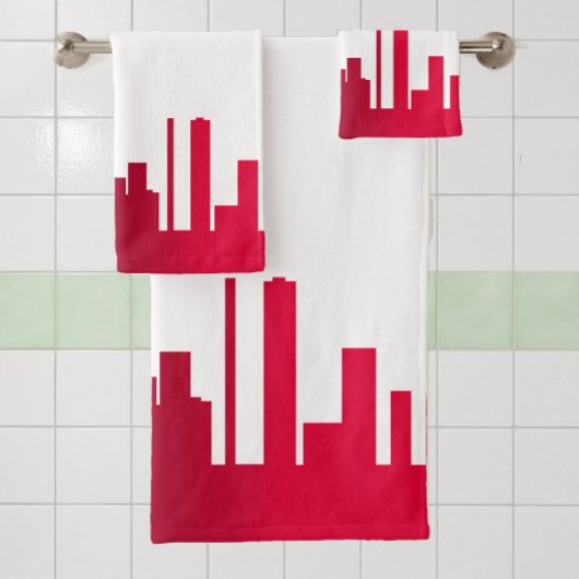 City Skyline Red en White Bad Handdoek