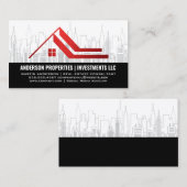 City Skyline | Rode makelaar logo Visitekaartje (Voorkant / Achterkant)