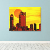 City skyline rode zonsondergang canvas afdruk (Insitu (Houten vloer))