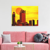City skyline rode zonsondergang canvas afdruk (Insitu (Woonkamer))