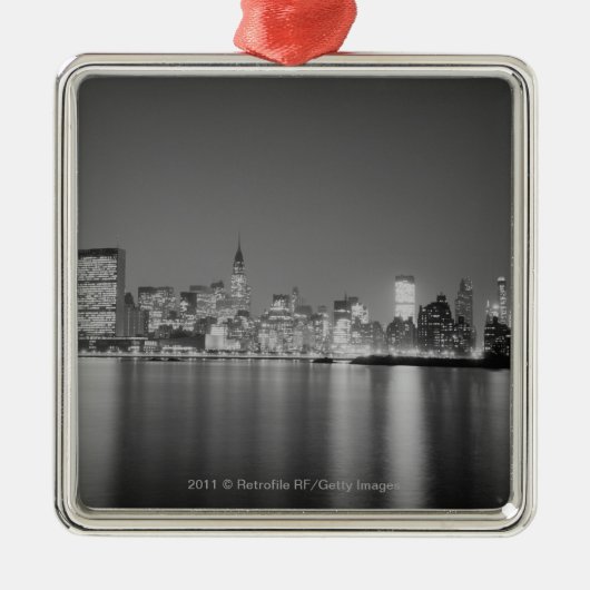 City skyline 's nachts metalen ornament (Voorkant)