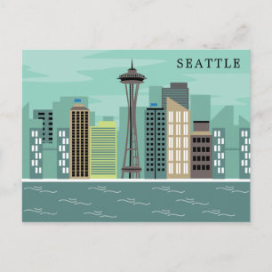 City Skyline Seattle, Washington Briefkaart