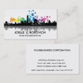 City Skyline Silhouette Rainbow Bubbles Visitekaartje (Voorkant / Achterkant)