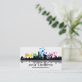 City Skyline Silhouette Rainbow Bubbles Visitekaartje (Staand voorkant)