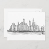 City Skyline Sketch zwart-wit Briefkaart (Voorkant / Achterkant)