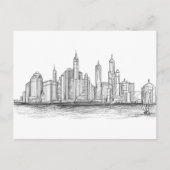 City Skyline Sketch zwart-wit Briefkaart (Voorkant)