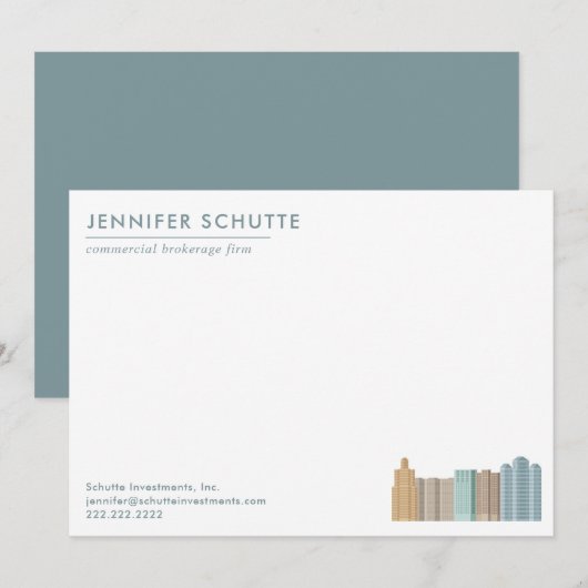 City Skyline Specialized Commercial Real Estate Notitiekaartje (Voorkant / Achterkant)