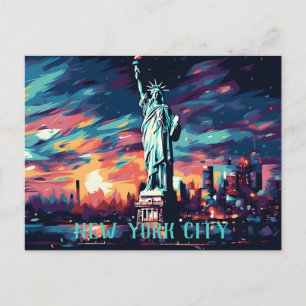 City Skyline Statue of Liberty New York Briefkaart