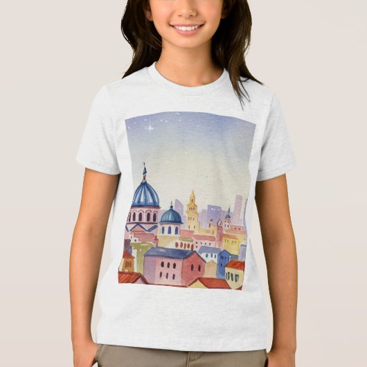  City skyline Tri-Blend Shirt (Voorkant)