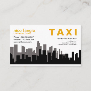City Skyline Twilight Silhouette Taxi Service Visitekaartje