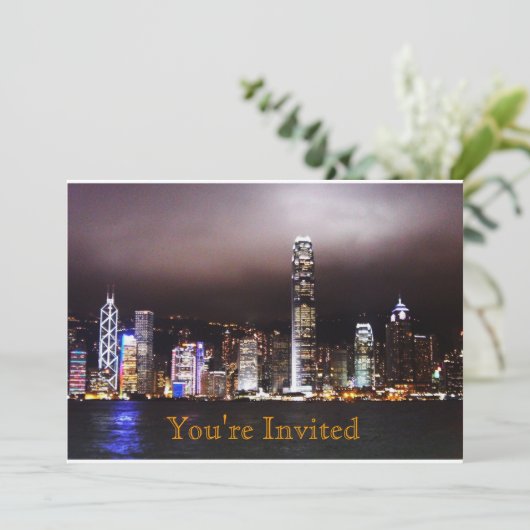 City Skyline Uitnodiging (Staand voorkant)