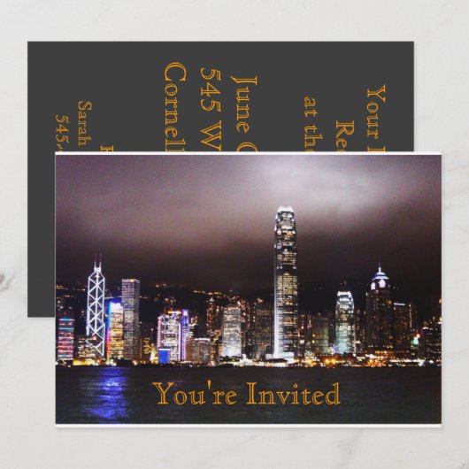 City Skyline Uitnodiging (Voorkant / Achterkant)