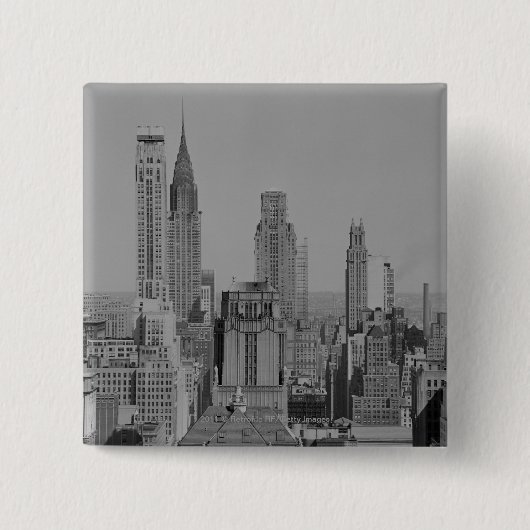 City skyline vierkante button 5,1 cm (Voorkant)