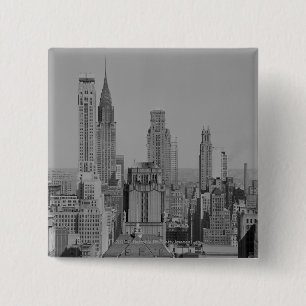 City skyline vierkante button 5,1 cm