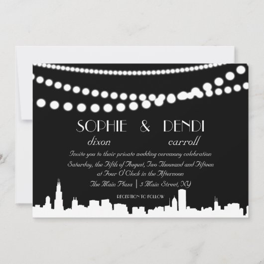 City Skyline Wedding Invitation Kaart (Voorkant)
