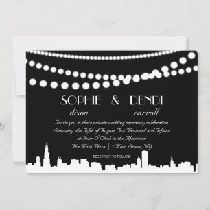 City Skyline Wedding Invitation Kaart
