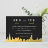 City Skyline Wedding Invitation Kaart (Staand voorkant)