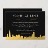City Skyline Wedding Invitation Kaart (Voorkant / Achterkant)