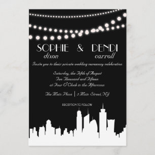 City Skyline Wedding Invitation Kaart