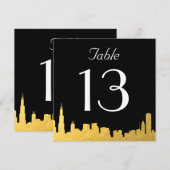 City Skyline Wedding Table Number Kaart (Voorkant / Achterkant)
