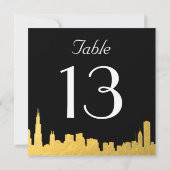 City Skyline Wedding Table Number Kaart (Achterkant)