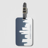 City Skyline | Wit & Marine Blauw Bagagelabel (Voorkant (verticaal))