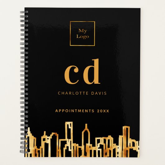 City skyline zwart goud business logo 2026 planner (Voorkant)