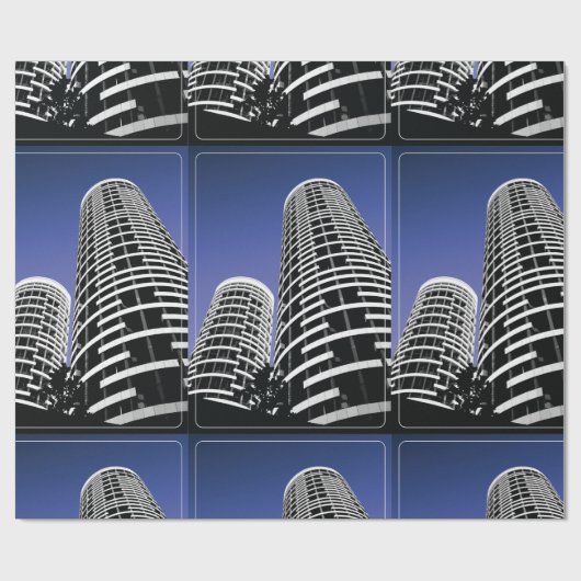 City Skyscraper Wrapping Paper Cadeaupapier (Vlak)
