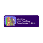 City Skyscrapers Plum Paars Return Label (Voorkant)