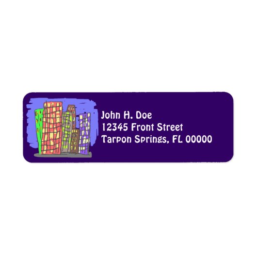 City Skyscrapers Plum Paars Return Label (Voorkant)
