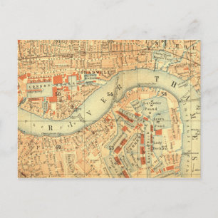 City Slickers - Vintage plattegrond Londen rivier Briefkaart