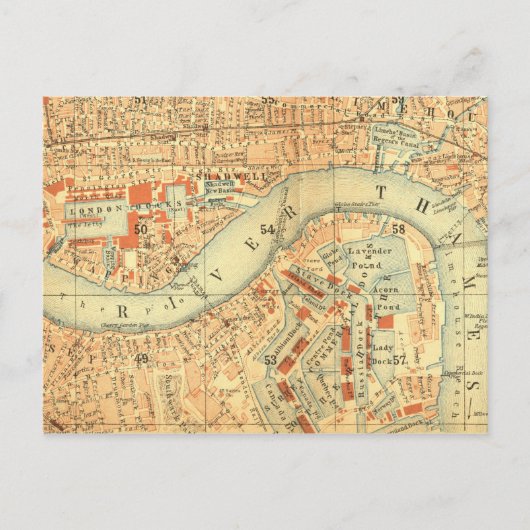 City Slickers - Vintage plattegrond Londen rivier Briefkaart (Voorkant)