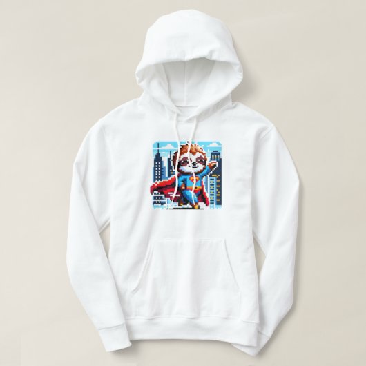 City Sloth Superhero - Pixel Art Urban Hero Hoodie (Design voorkant)