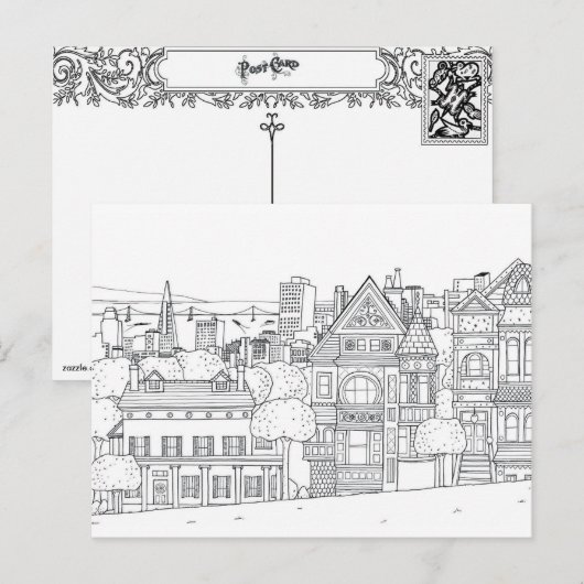 City Street kleurstof briefkaart cadeau (Voorkant / Achterkant)